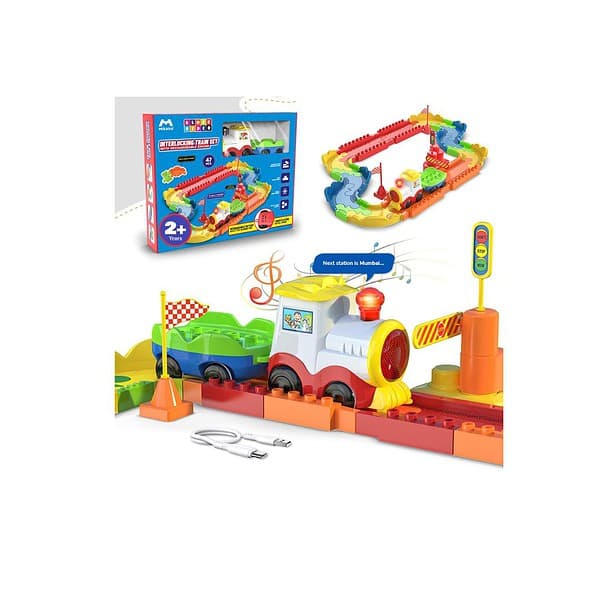 Mirana Block Rider Toy Train Set with Colorful Basic 47 Pcs 1 - LXINDIA.COM