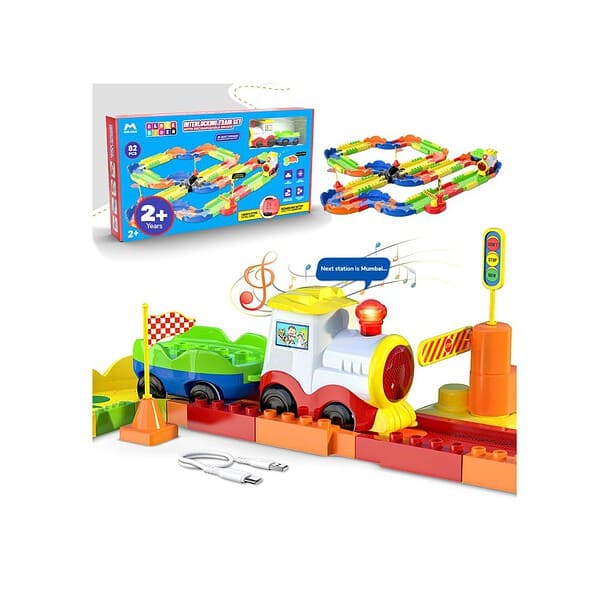 Mirana Block Rider Toy Train Set with Colorful Medium 82 Pcs - LXINDIA.COM