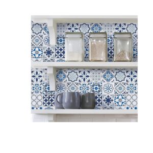 NAREVAL White Blue Wallpaper Kitchen Sticker 303 White Blue 60 200 cm - LXINDIA.COM