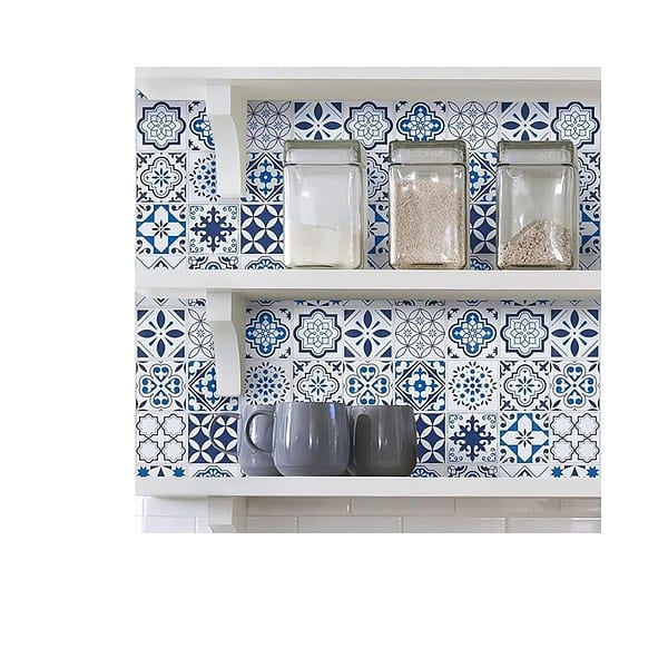 NAREVAL White Blue Wallpaper Kitchen Sticker 303 White Blue 60 200 cm - LXINDIA.COM