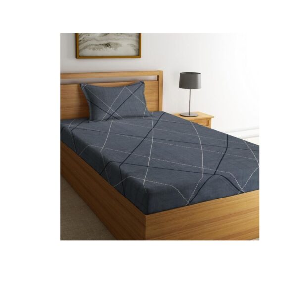 NEW LEAF Glace Cotton Dark Grey Cotton Single Bedsheets - LXINDIA.COM