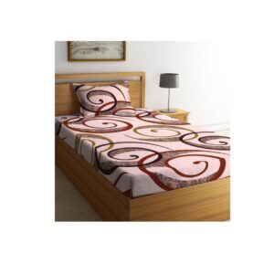 NEW LEAF Glace Cotton Floral Beige Cotton Single Bedsheets RE - LXINDIA.COM