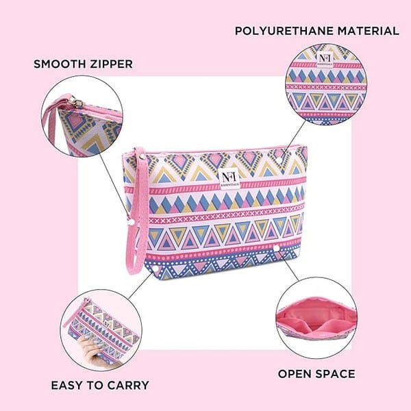 NFI essentials PU Geometric Print Makeup Pouches for Women 1 - LXINDIA.COM