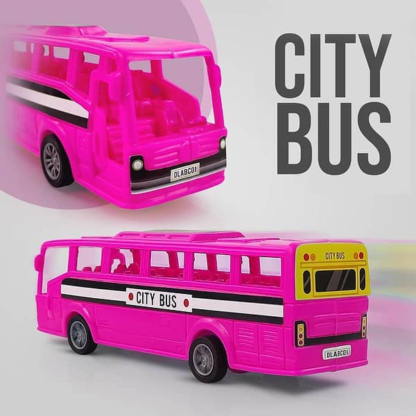 NHR Plastic Friction Powered Toy Bus for Kids Pink A - LXINDIA.COM