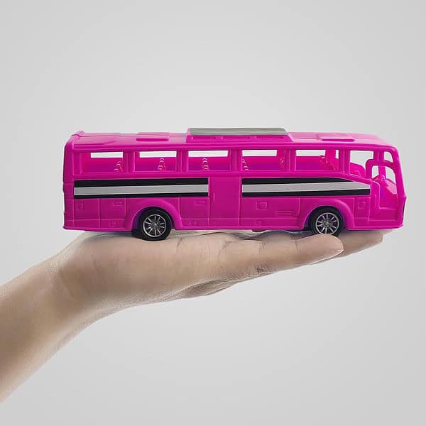 NHR Plastic Friction Powered Toy Bus for Kids Pink B - LXINDIA.COM