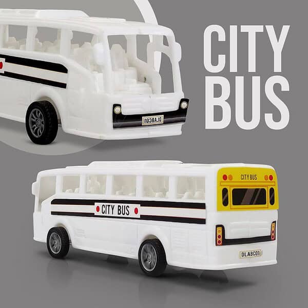 NHR Plastic Friction Powered Toy Bus for Kids White B - LXINDIA.COM