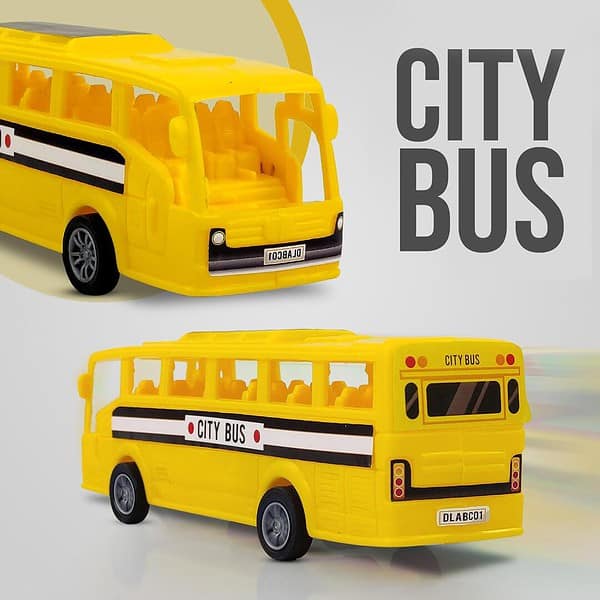 NHR Plastic Friction Powered Toy Bus for Kids Yellow A - LXINDIA.COM