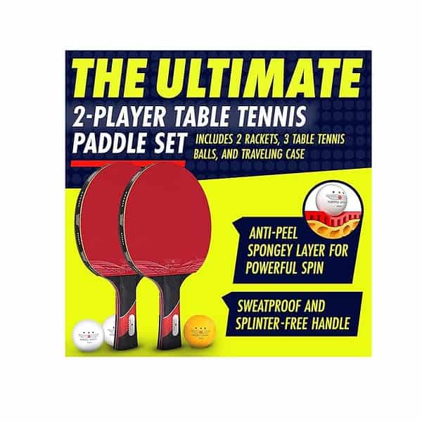 NIBIRU SPORT Ping Pong Paddles Set of 2 with 2 Rackets 3 Balls and Portable Case B - LXINDIA.COM