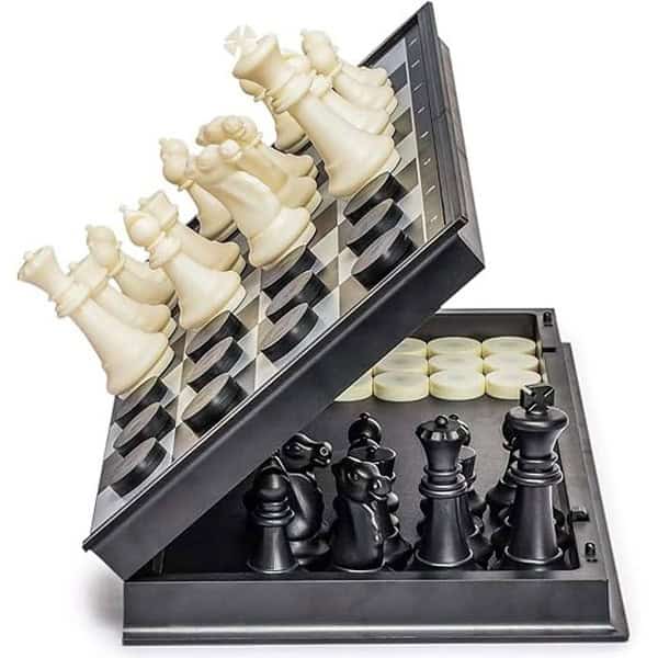 NISHCHAY ENTERPRISE Large 2 in 1 Chess Checkers Board Game Set 14 Inches 1 - LXINDIA.COM