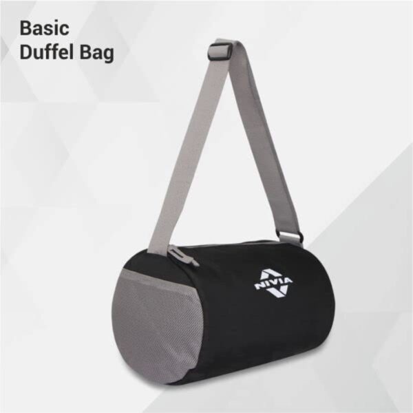 NIVIA Basic Duffle Polyester Bag Gym Bags Black Grey 1 - LXINDIA.COM