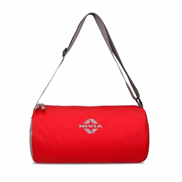 NIVIA Basic Duffle Polyester Bag Gym Bags Red Grey - LXINDIA.COM