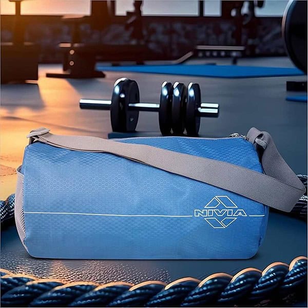 NIVIA Basic Duffle Polyester Bag Gym Bags Sky Blue Grey - LXINDIA.COM