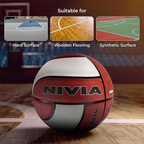 NIVIA Warrior 12 Panel Soft Rubberized Moulded Basketball Size 7 Multicolor 3 - LXINDIA.COM