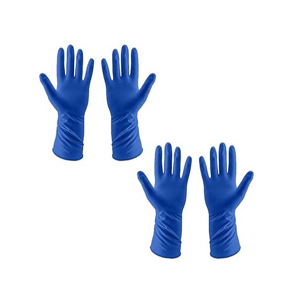 Natural Rubber Flock Lined Household Cleaning Gloves Pack of 2 Pairs Blue - LXINDIA.COM