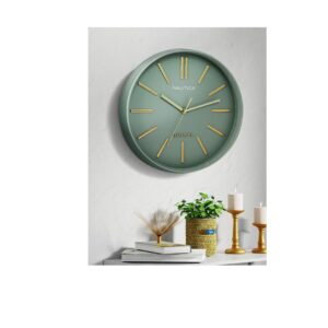 Nautica 12 Inch Non Ticking Silent Analog Wall Clock Abs 3D Matt Rim Green - LXINDIA.COM