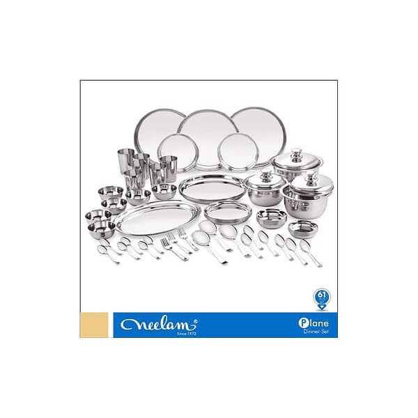 Neelam Stainless Steel Premium Dinner Set Set of 61 Pcs A - LXINDIA.COM