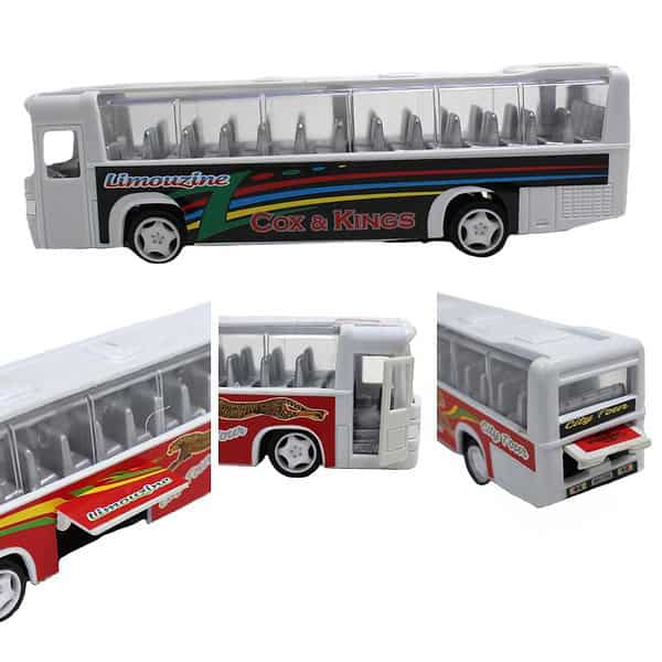 Neoinsta Plastic Pull Back School Bus White A - LXINDIA.COM