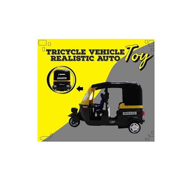 Neoinsta Pull Back CNG Auto Rickshaw Toys Black A - LXINDIA.COM