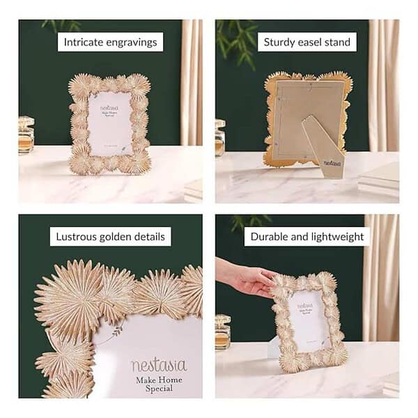 Nestasia Palm Leaves Decorative Frame Gold Large 11X8.5 3 - LXINDIA.COM