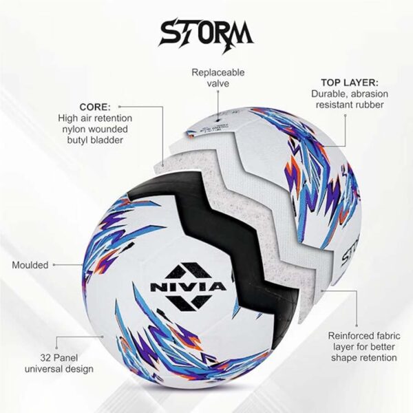 Nivia Combo Storm 2.0 Football Size 5 White Blue with Ball Pump 2 - LXINDIA.COM