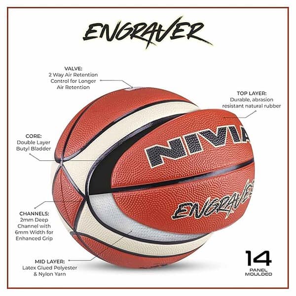 Nivia Engraver 14 Panel Soft Rubberized Moulded Indoor Basketball for Men Size 7 1 - LXINDIA.COM