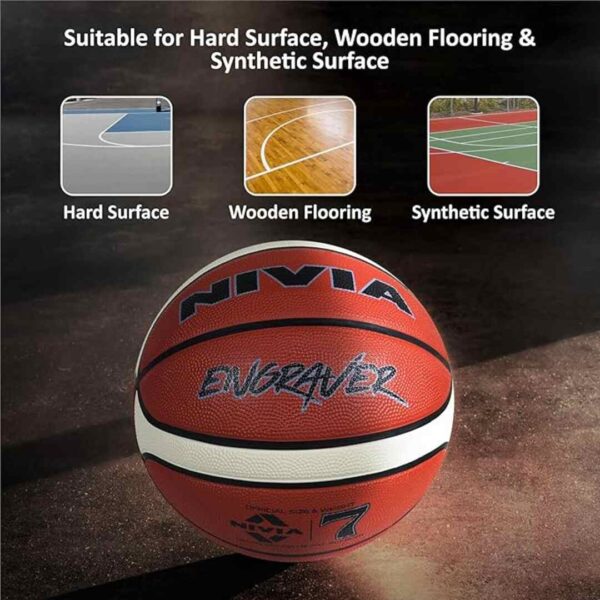 Nivia Engraver Basketball Soft Rubberized Moulded 14 Panel for Men Size 5 Brown Creme 3 - LXINDIA.COM