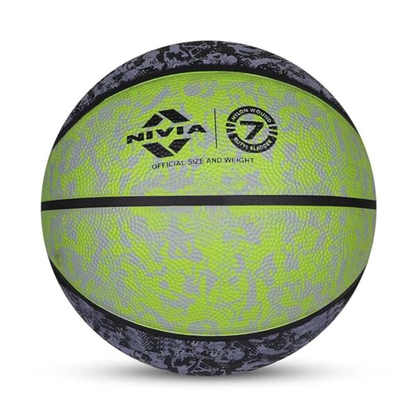 Nivia Graffiti Basketball Rubberized Moulded Panel 8 Black Green 3 - LXINDIA.COM