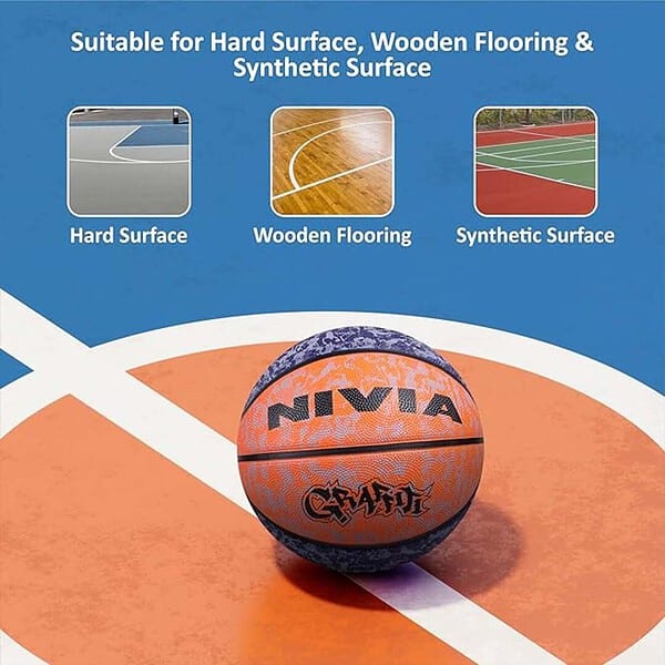 Nivia Graffiti Basketball Rubberized Moulded Panel 8 Blue Orange 1 - LXINDIA.COM