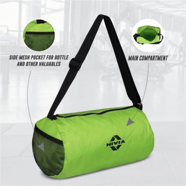 Nivia Polyester 19 Cms Gym BagGreen Black 1 - LXINDIA.COM