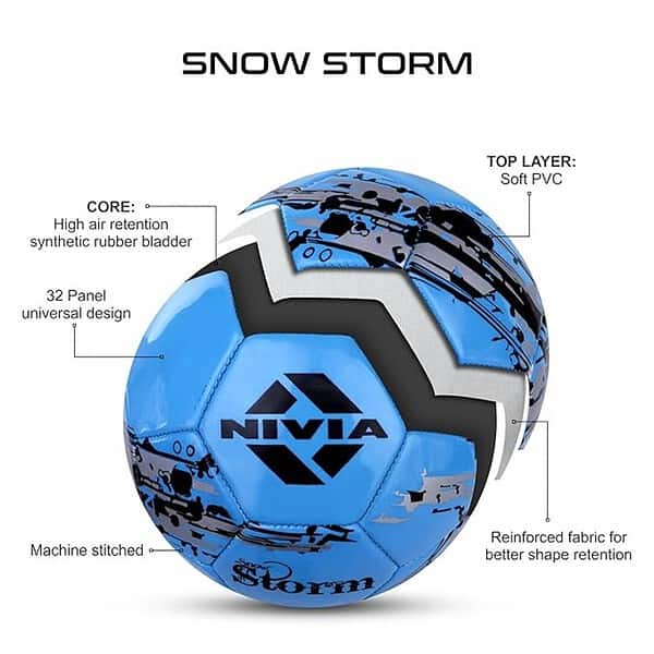 Nivia Snow Storm Machine Stitched Football Size 5 Blue 2 - LXINDIA.COM