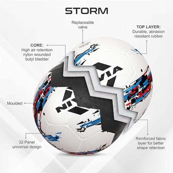 Nivia Storm Football Rubberized Moulded Football Size 5 White 2 - LXINDIA.COM