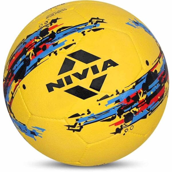 Nivia Storm Yellow Moulded Football with Ball Pump Football Size 5 Pack of 1 Yellow Black 1 - LXINDIA.COM