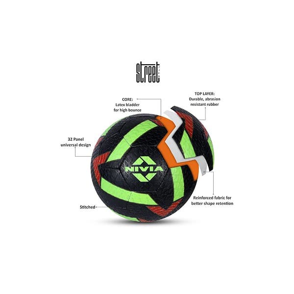 Nivia Street Rubber Football Size 5 Multicolor 1 - LXINDIA.COM