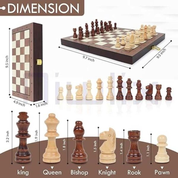 Niwlix Chess Board Set Wooden Magnetic Portable Board Game 9.5 x 9.7 inch 1 - LXINDIA.COM