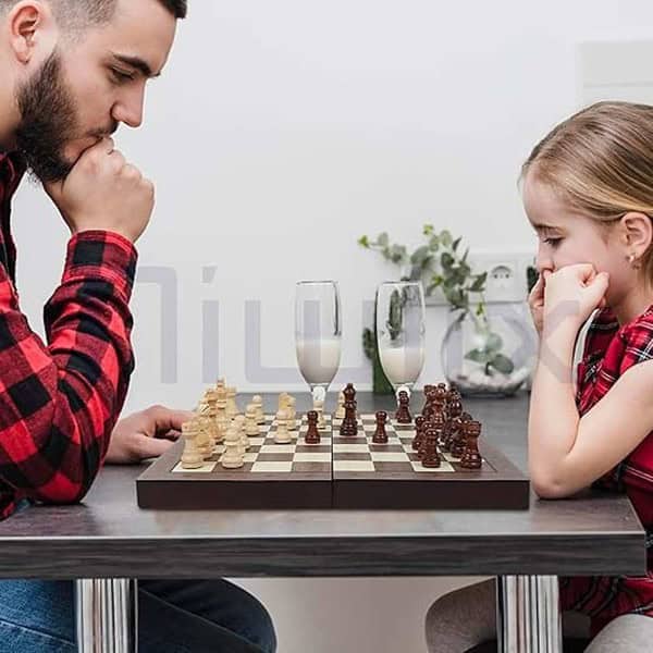 Niwlix Chess Board Set Wooden Magnetic Portable Board Game 9.5 x 9.7 inch 2 - LXINDIA.COM