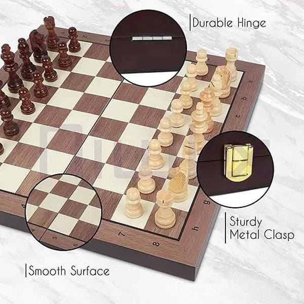 Niwlix Chess Board Set Wooden Magnetic Portable Board Game 9.5 x 9.7 inch 3 - LXINDIA.COM