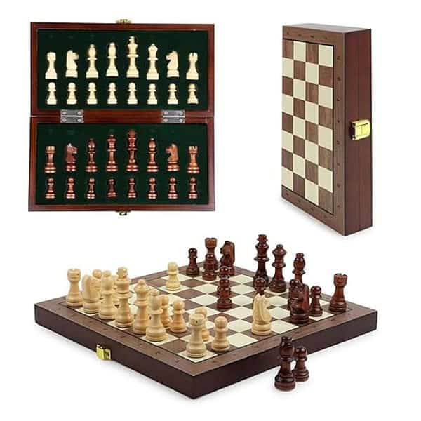 Niwlix Chess Board Set Wooden Magnetic Portable Board Game 9.5 x 9.7 inch - LXINDIA.COM