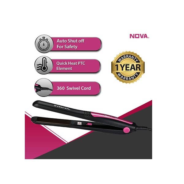 Nova NHS 840 Selfie Hair Straightener for Women Pink B - LXINDIA.COM