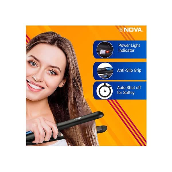 Nova NHS 841 Selfie Hair Straightener for Women Blue b - LXINDIA.COM