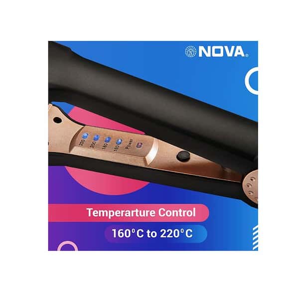 Nova NHS 901 Temperature Control Hair Straightner for Women Black A - LXINDIA.COM