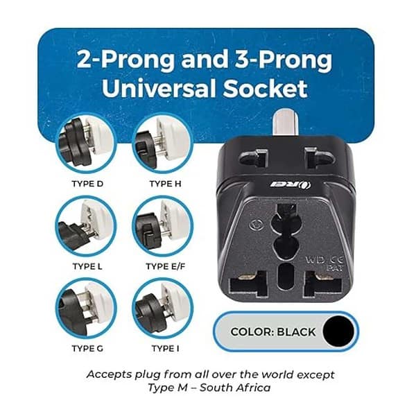 OREI US Adapter Converter for India Australia to India Plug Converter Black 2 Pack. 1 - LXINDIA.COM