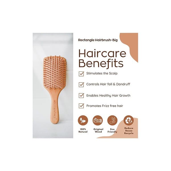 OROSSENTIALS Neem Hair Brush Rectangle Big C - LXINDIA.COM