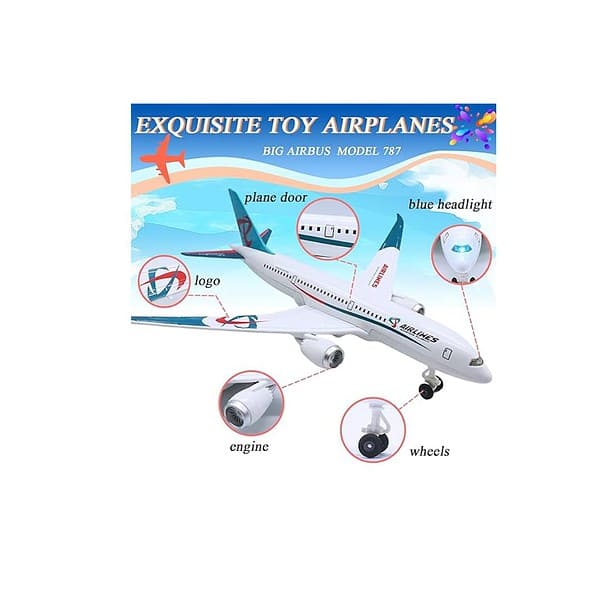 OTONOPI Airplane Toys Metal Model Plane Toy with Lights and Sounds for Kids LightBlue B - LXINDIA.COM