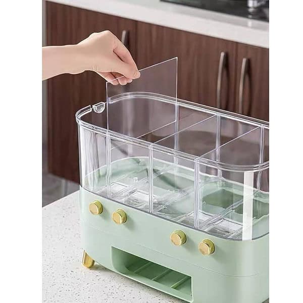 Olpad Rice Dispenser Wall Mounted 6 Grid Grains Cereal Dispenser green 3 - LXINDIA.COM