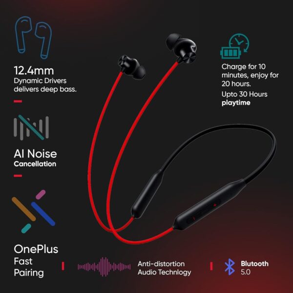 OnePlus Bullets Z2 Wireless EarphoneAcoustic Red B - LXINDIA.COM