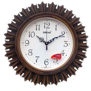 Oreva Aq 6197 Plastic Wooden Look Designer Wall Clock Brown Analog - LXINDIA.COM