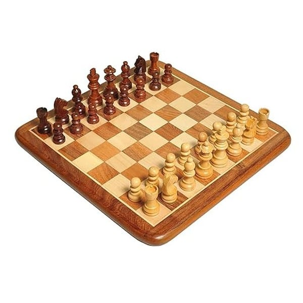 PALM ROYAL HANDICRAFTS 14x14 inches Flat Wooden Chess Board Set 1 - LXINDIA.COM