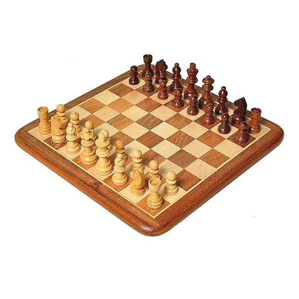 PALM ROYAL HANDICRAFTS 14x14 inches Flat Wooden Chess Board Set - LXINDIA.COM