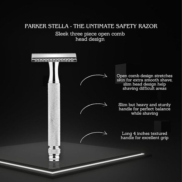 PARKER Safety Razor Men 5 Premium Blades Included1 - LXINDIA.COM