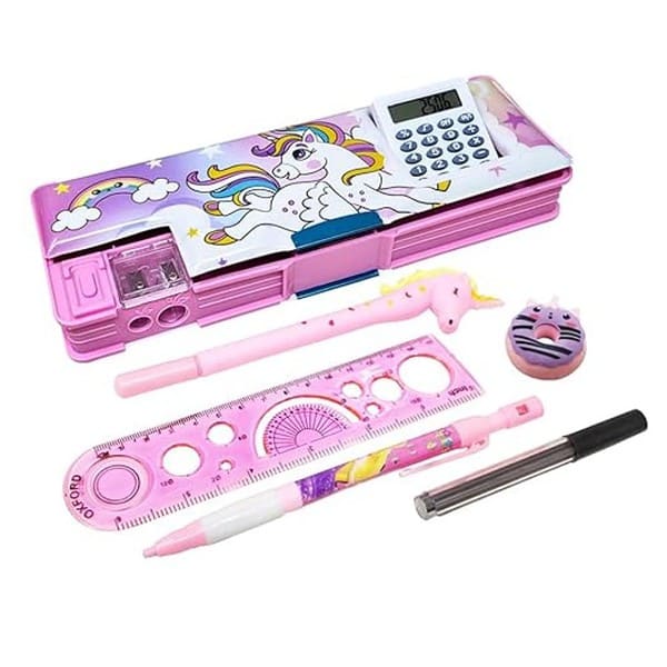 PARTEET Stationery Combo of 1 Plastic Pink Pencil Box Assorted Design - LXINDIA.COM